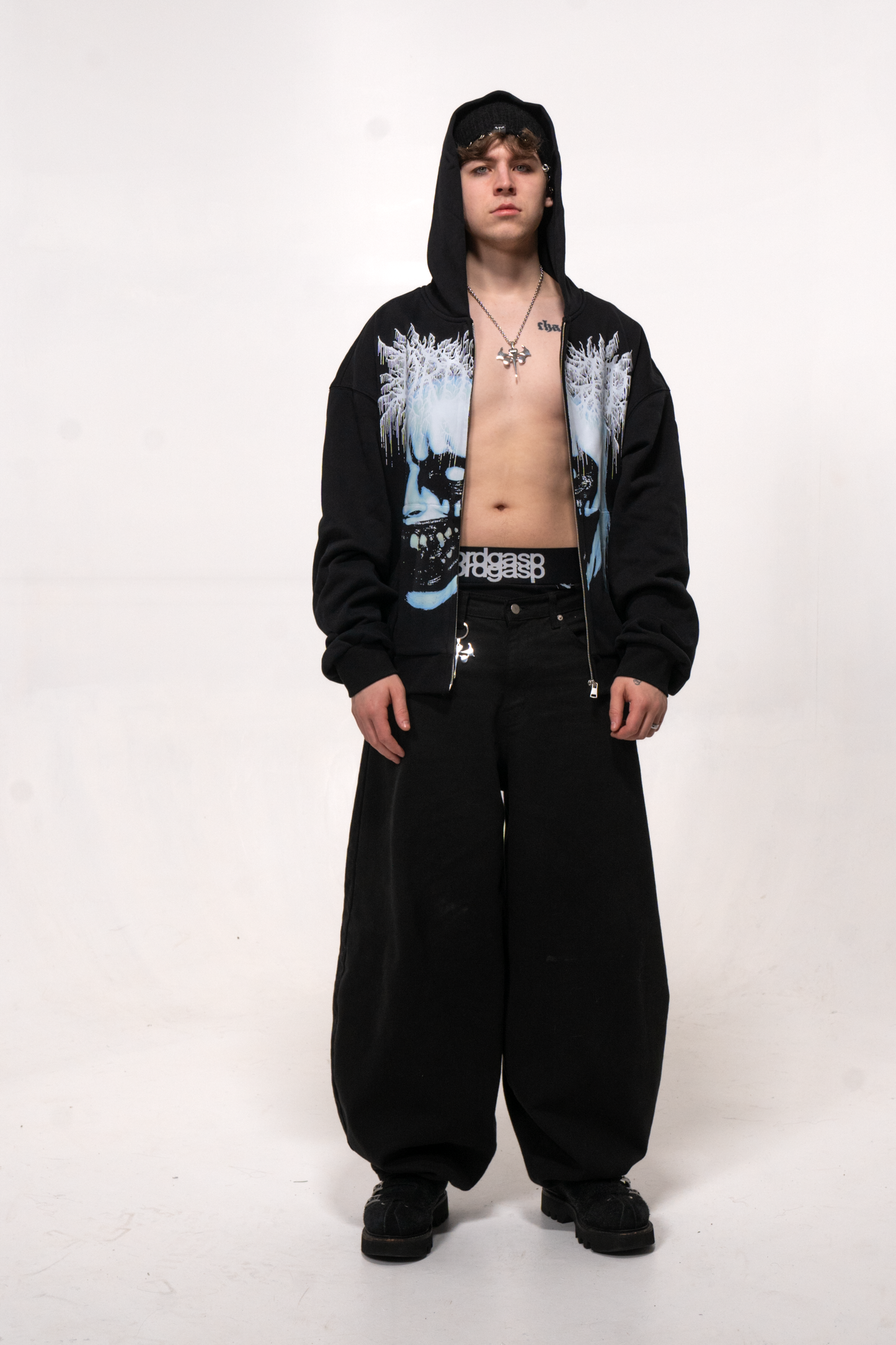 Blue face Zip up Hoodie
