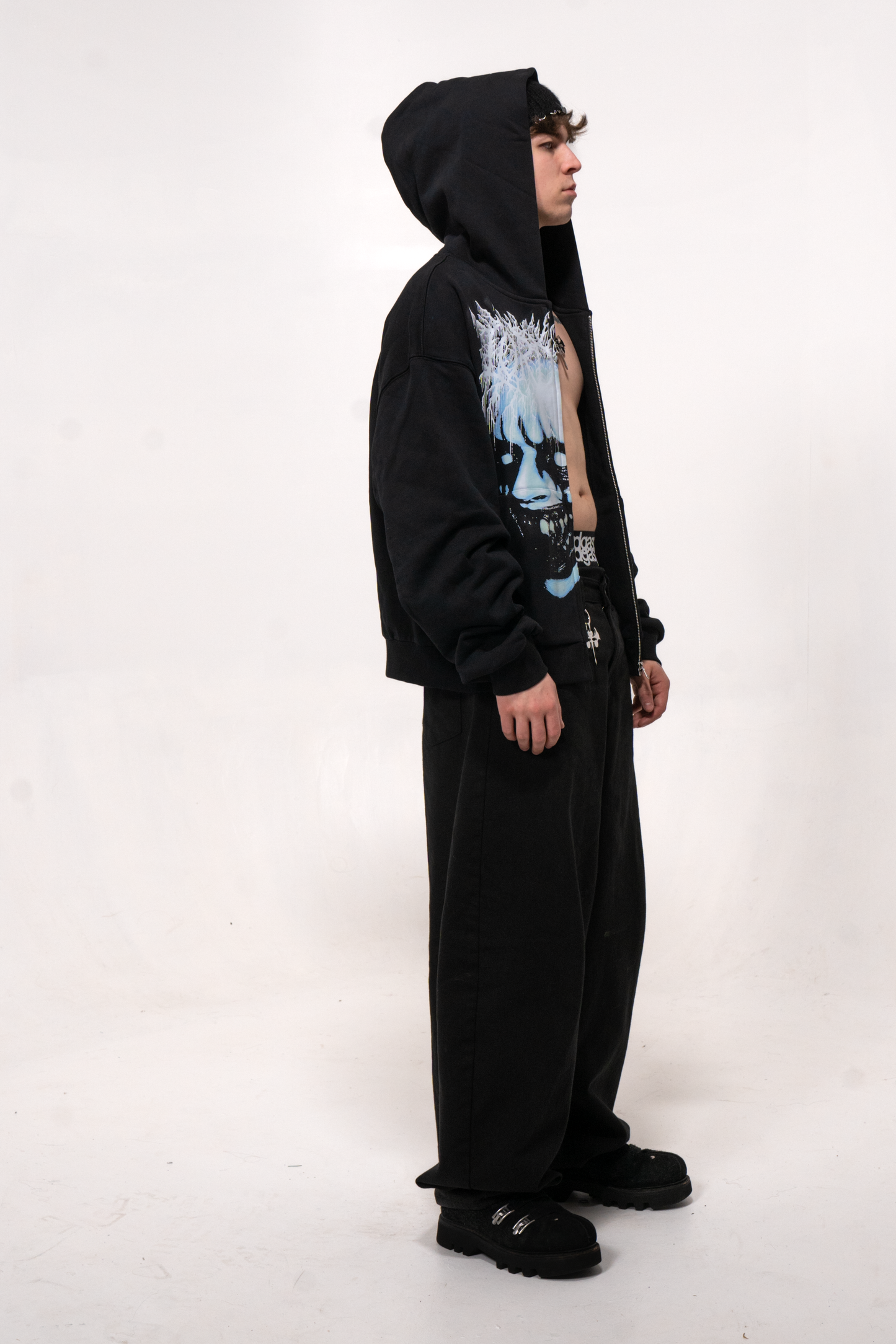 Blue face Zip up Hoodie