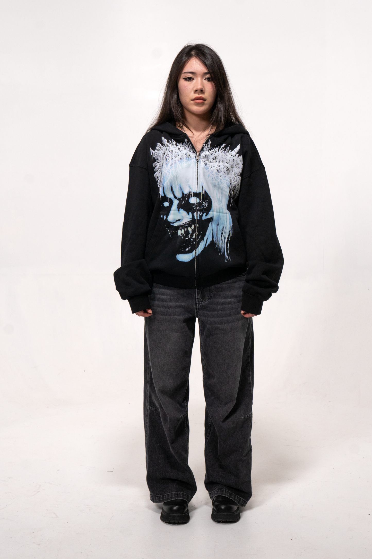 Blue face Zip up Hoodie