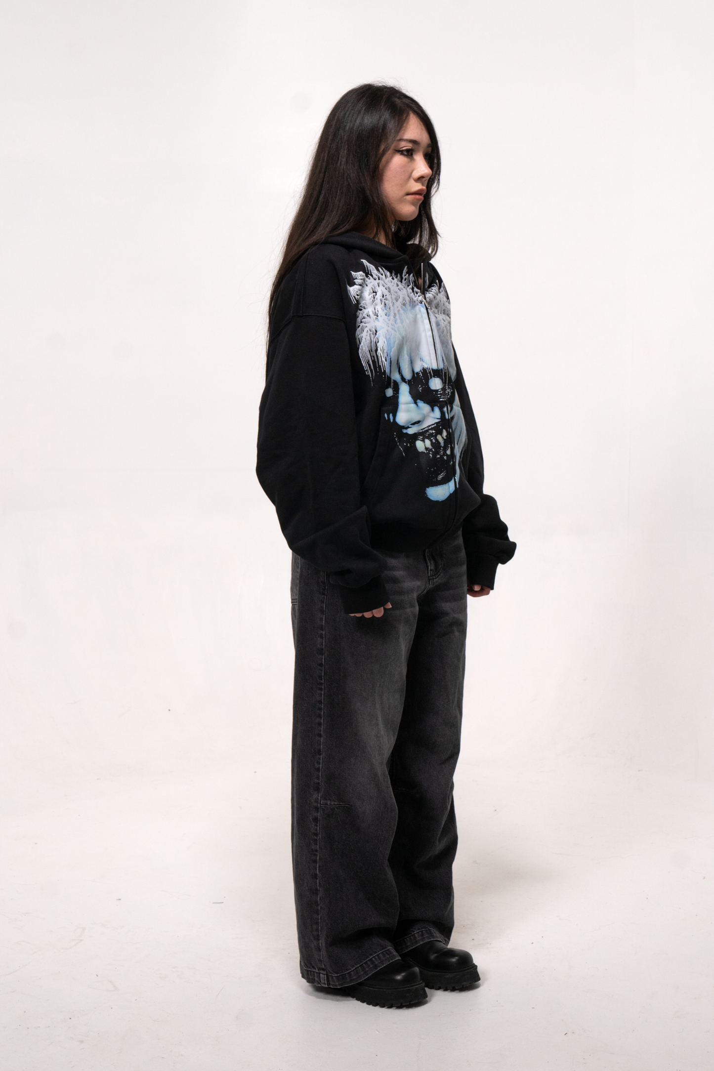 Blue face Zip up Hoodie